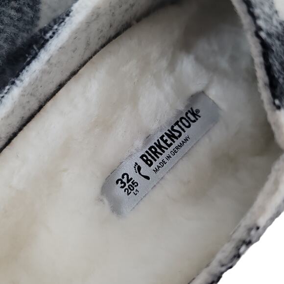 Birkenstock Zermatt Shearling Sabot Slip On Shoes in Black & White Plaid Girls 1 - Picture 4 of 11